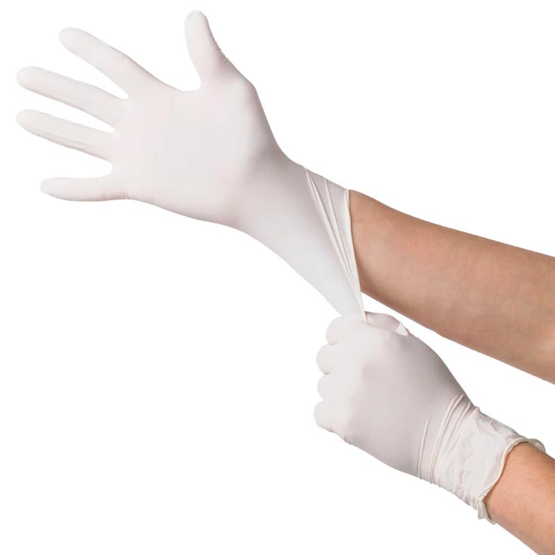 Donning latex gloves